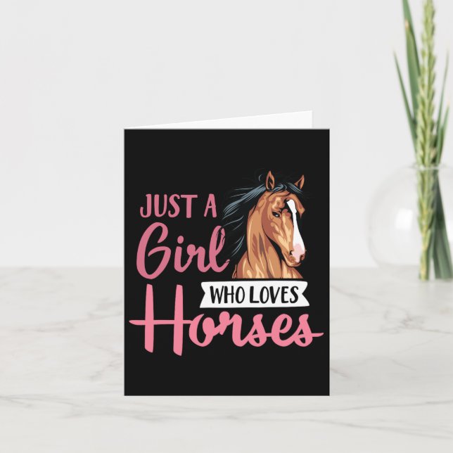 Just A Girl Who Loves Horses Cute Horseback Riding Card (Front)