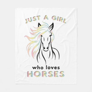 Just a Girl Who Loves Horses Faux Canvas Print Fleece Blanket