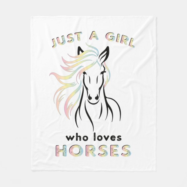Just a Girl Who Loves Horses Faux Canvas Print Fleece Blanket (Front)