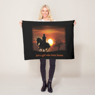 just a girl who loves horses fleece blanket