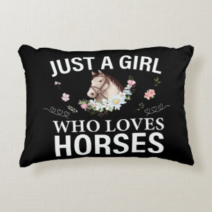 Just A Girl Who Loves Horses Floral    Decorative Cushion