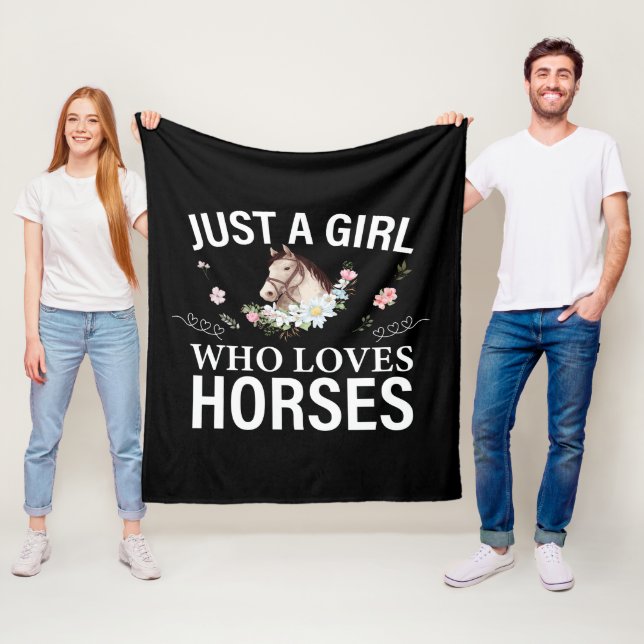 Just A Girl Who Loves Horses Floral     Fleece Blanket (In Situ)