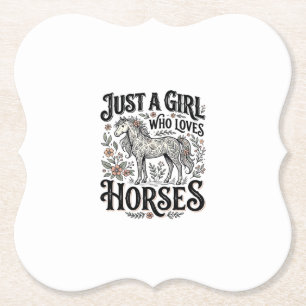 Just a Girl Who Loves Horses Floral Vintage Design Paper Coaster