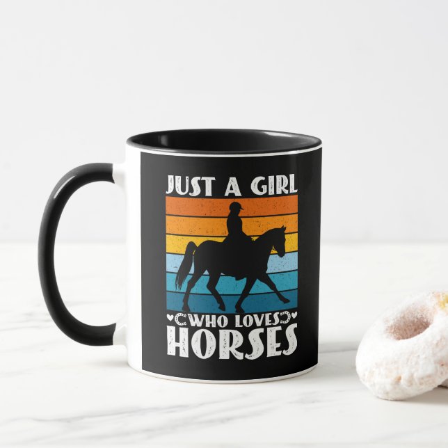 Just a Girl Who Loves Horses Funny Horse Owner  Mug (With Donut)