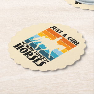 Just a Girl Who Loves Horses Funny Horse Owner Paper Coaster
