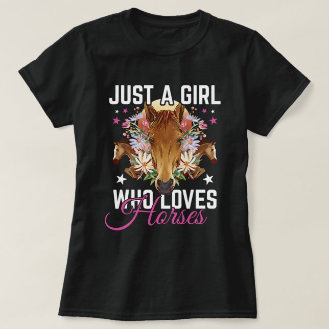 Just a girl who loves horses girls equestrian spor T-Shirt (Design Front)