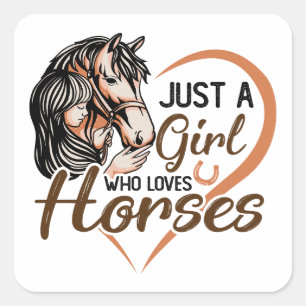 Just a Girl Who Loves Horses Heart Horse Square Sticker