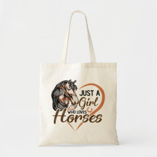 Just a Girl Who Loves Horses Heart Horse Tote Bag