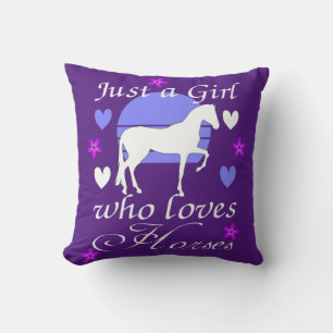 Just A Girl Who Loves Horses in Purple Cushion