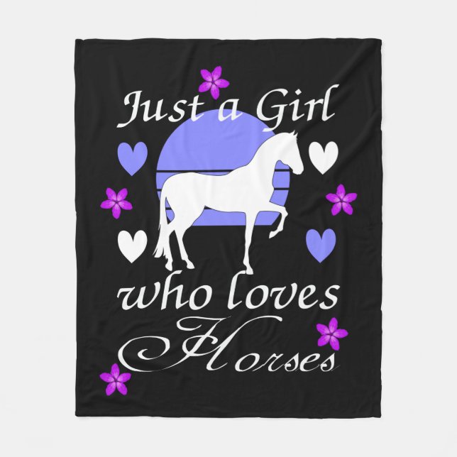 Just A Girl Who Loves Horses in Purple  Fleece Blanket (Front)