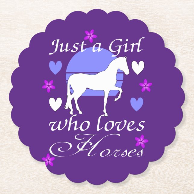 Just A Girl Who Loves Horses in Purple   Paper Coaster (Front)