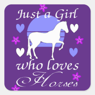 Just A Girl Who Loves Horses in Purple Square Sticker
