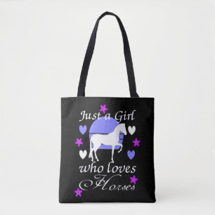 Just A Girl Who Loves Horses in Purple Tote Bag