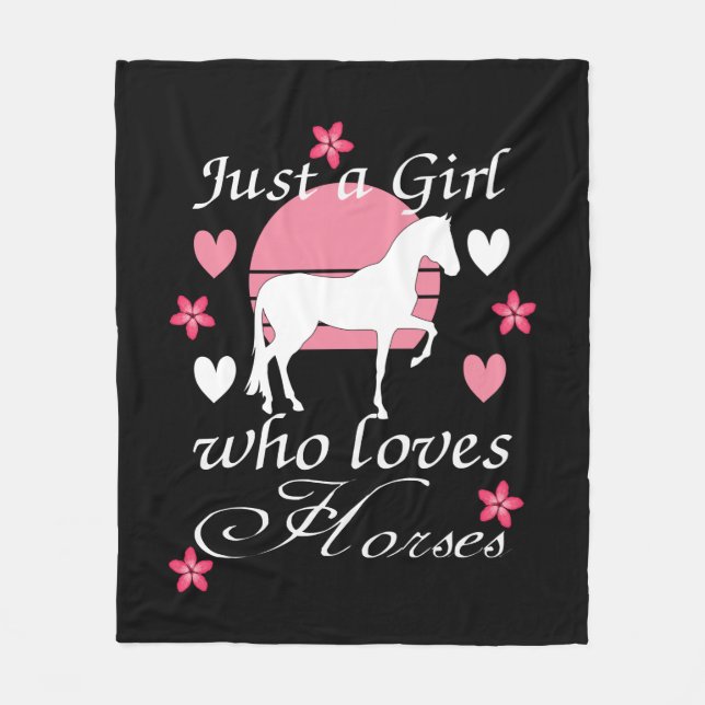 Just A Girl Who Loves Horses in Rose Pink   Fleece Blanket (Front)