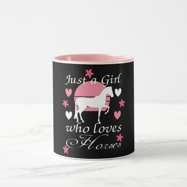 Just A Girl Who Loves Horses in Rose Pink   Mug (Center)