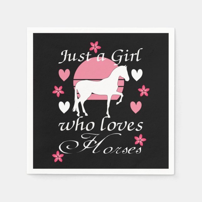 Just A Girl Who Loves Horses in Rose Pink     Napkin (Front)