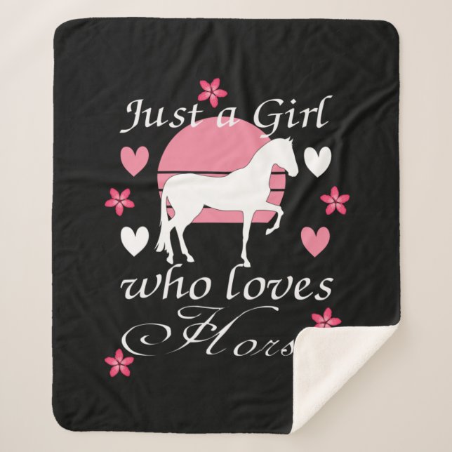 Just A Girl Who Loves Horses in Rose Pink     Sherpa Blanket (Front)