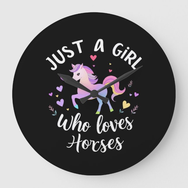 Just A Girl Who Loves Horses Large Clock (Front)