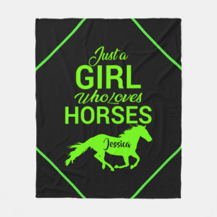 Just A Girl Who Loves Horses Personalised Fleece Blanket