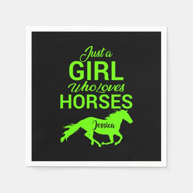 Just A Girl Who Loves Horses Personalised   Napkin (Front)