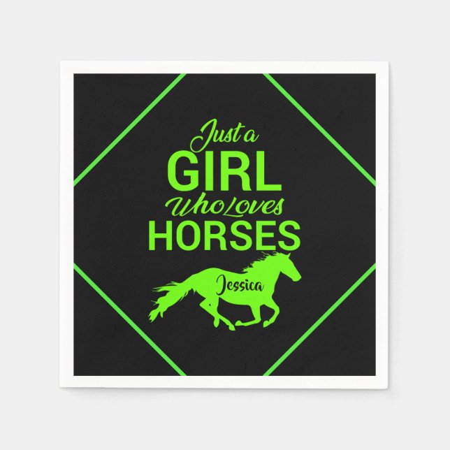Just A Girl Who Loves Horses Personalised  Napkin (Front)