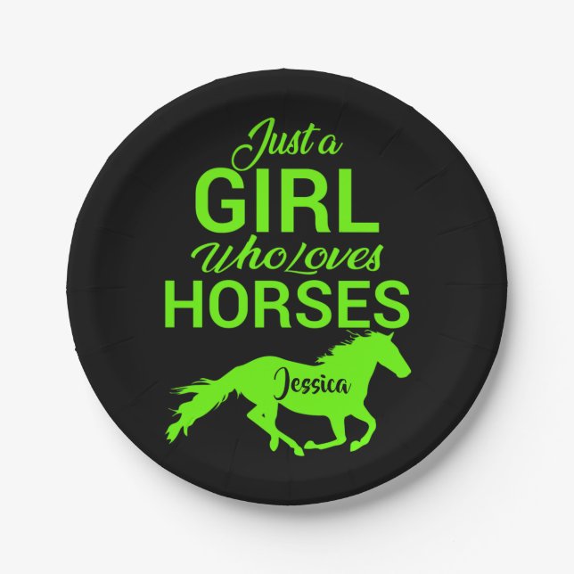 Just A Girl Who Loves Horses Personalised   Paper Plate (Front)