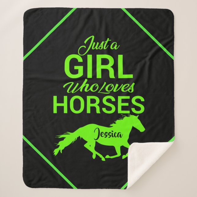 Just A Girl Who Loves Horses Personalised  Sherpa Blanket (Front)