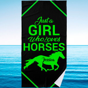 Just A Girl Who Loves Horses Personalized Beach Towel
