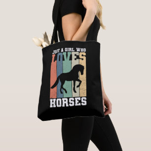 Just a girl who loves Horses   Retro Vintage Horse Tote Bag