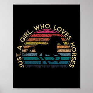 Just A Girl Who Loves Horses Retro Vintage Horseba Poster
