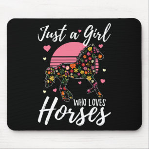 Just A Girl Who Loves Horses Shirt Women Horseback Mouse Mat
