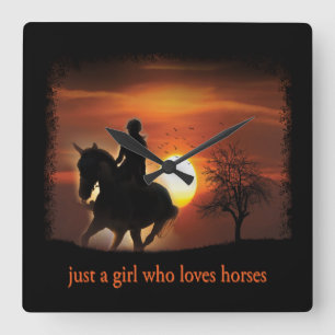 just a girl who loves horses square wall clock