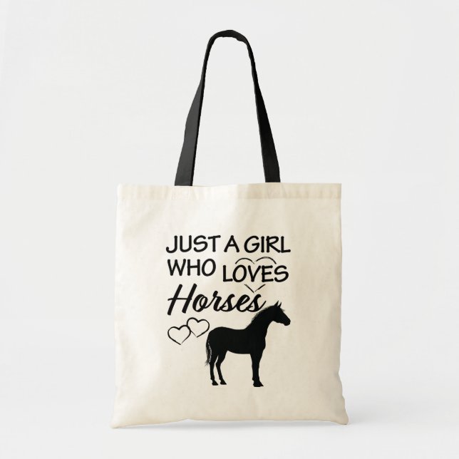 Just a girl who loves horses tote bag funny gift (Front)