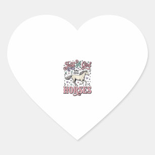 Just A Girl Who Loves Horses Vintage Vector Design Heart Sticker