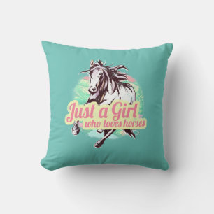 Just A Girl Who Loves Horses Watercolor Vintage Cushion