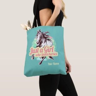 Just A Girl Who Loves Horses Watercolor Vintage Tote Bag