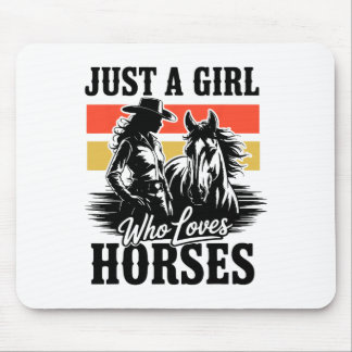 Just A Girl Who Loves Horses Western Cowgirl Heart Mouse Mat