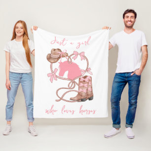Just a Girl Who Loves Horses,Western,Rodeo, Pink Fleece Blanket