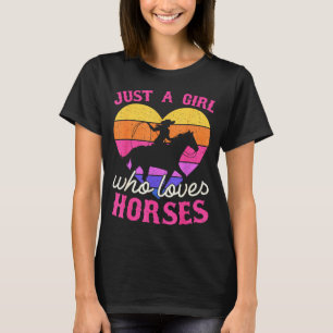 Just A Girl Who Loves Horses Women Cowgirl Animal  T-Shirt