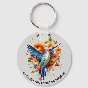 Just A Girl Who Loves Hummingbird Personalize Name Key Ring