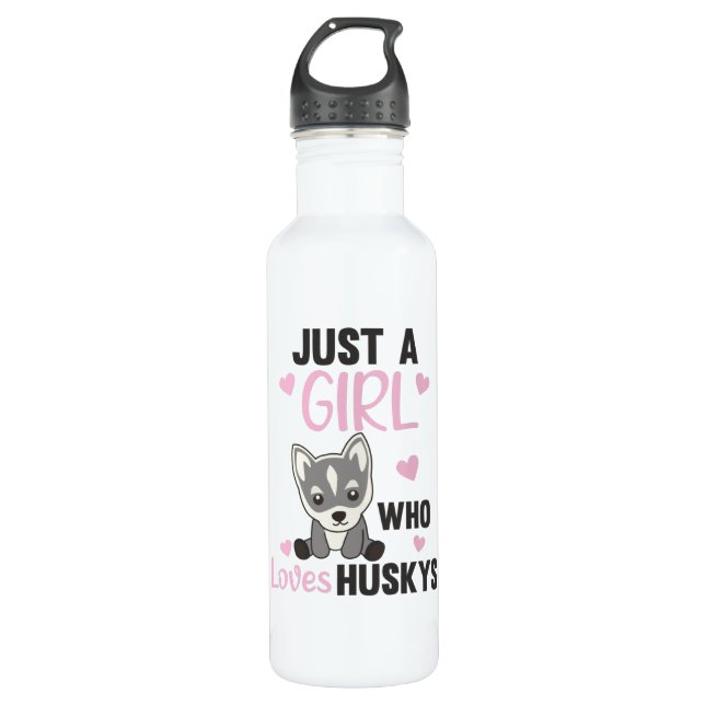 Just A Girl Who Loves Husky's Kawaii Dog Husky 710 Ml Water Bottle (Front)