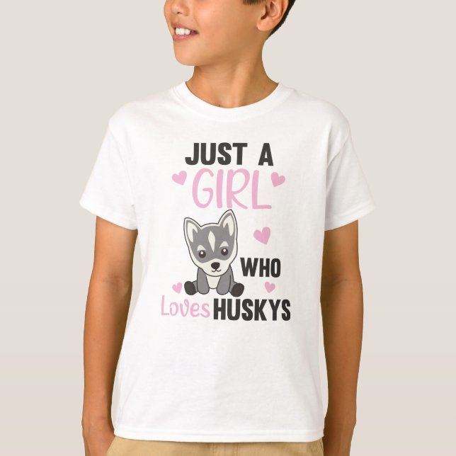 Just A Girl Who Loves Husky's Kawaii Dog Husky T-Shirt (Front)