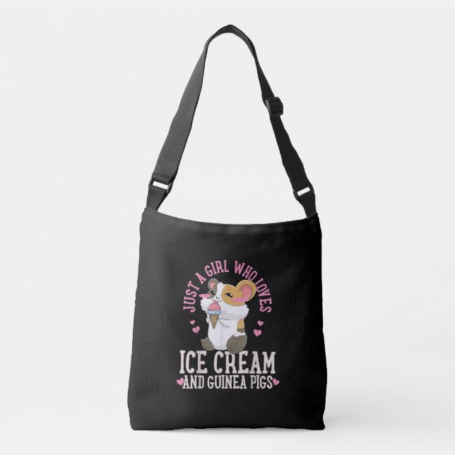 Just A Girl Who Loves Ice Cream And Guinea Pigs Crossbody Bag (Front)