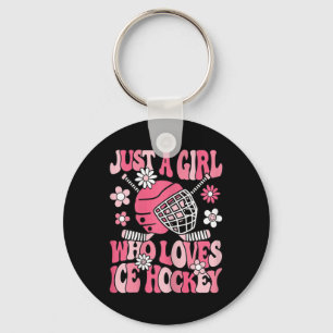 Just A Girl Who Loves Ice Hockey Cute Ice Hockey P Key Ring