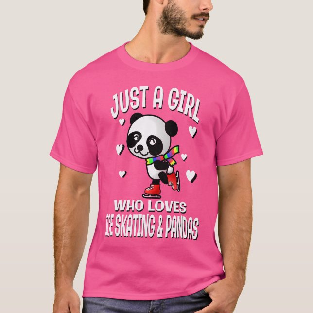 Just A Girl Who Loves Ice Skating Pandas Cute Bear T-Shirt (Front)