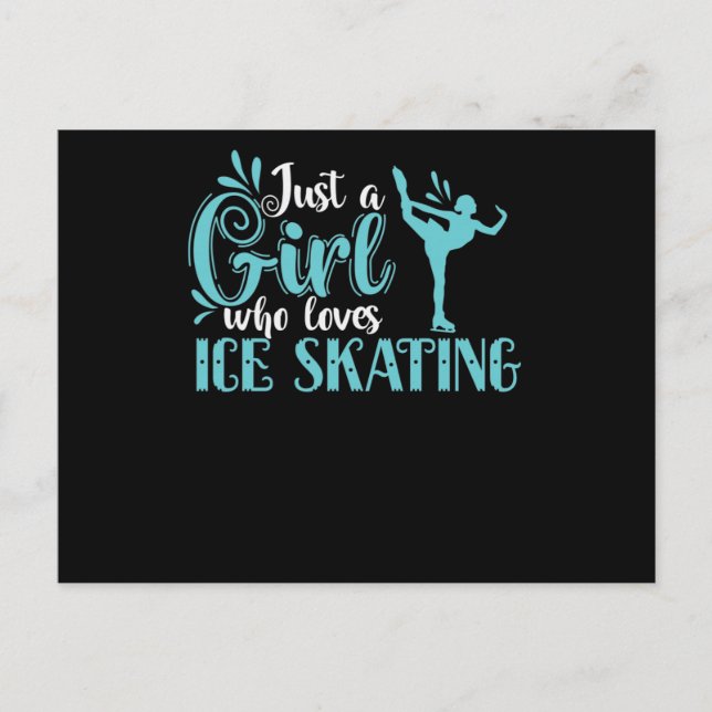 Just a Girl who Loves Ice Skating Schlittschuh Postcard (Front)