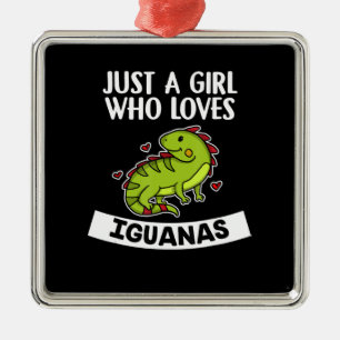Just A Girl Who Loves Iguanas Cute Lizard Iguana Metal Tree Decoration