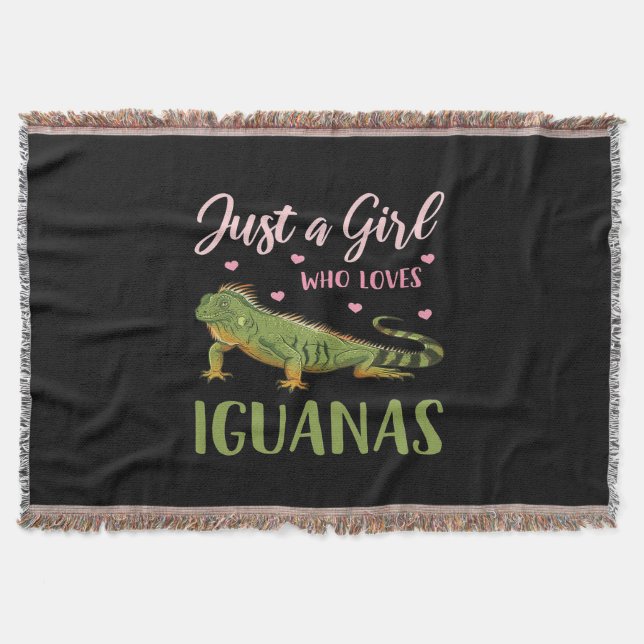 Just A Girl Who Loves Iguanas Throw Blanket (Front)