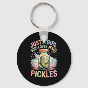 Just A Girl Who Loves Jesus And Ckles Funny Design Key Ring
