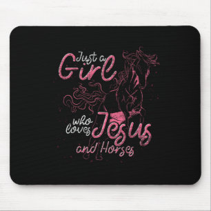 Just A Girl Who Loves Jesus And Horses Horse Rider Mouse Mat